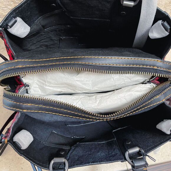 Coach 1941 Rogue 30 Embellished Patchwork Whipstitch Mixed Leather Bag Red Multi - Picture 8 of 12